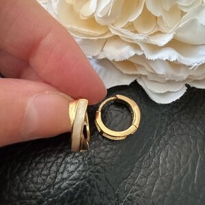 Elegant Gold and Enamel Hoop Earrings - Sophisticated Statement